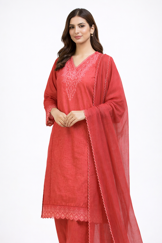 Brand:MTJ-3pc Cross Hatch Khaddar