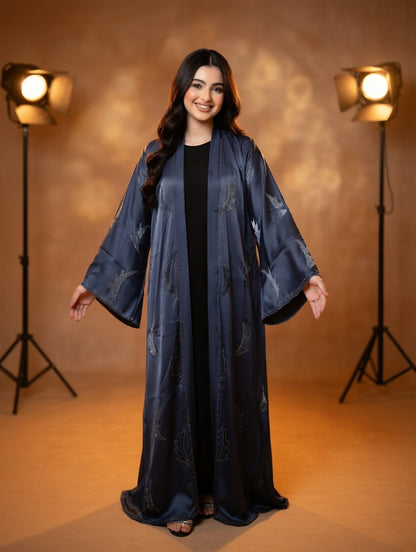 Noor’s-Blue Grey Abaya set-2pc