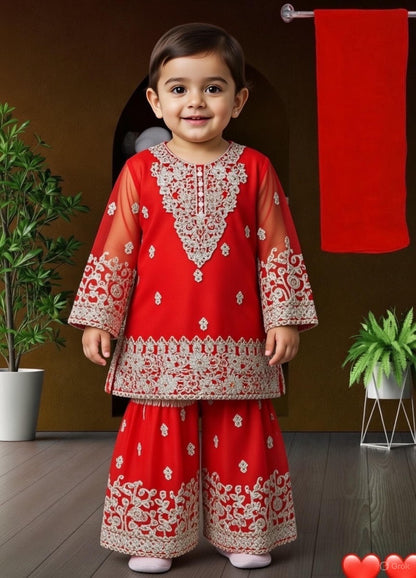 Baby Shararah Red-2pc