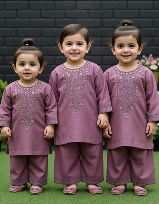Purple-Kameez shalwar-Baby-2Pc