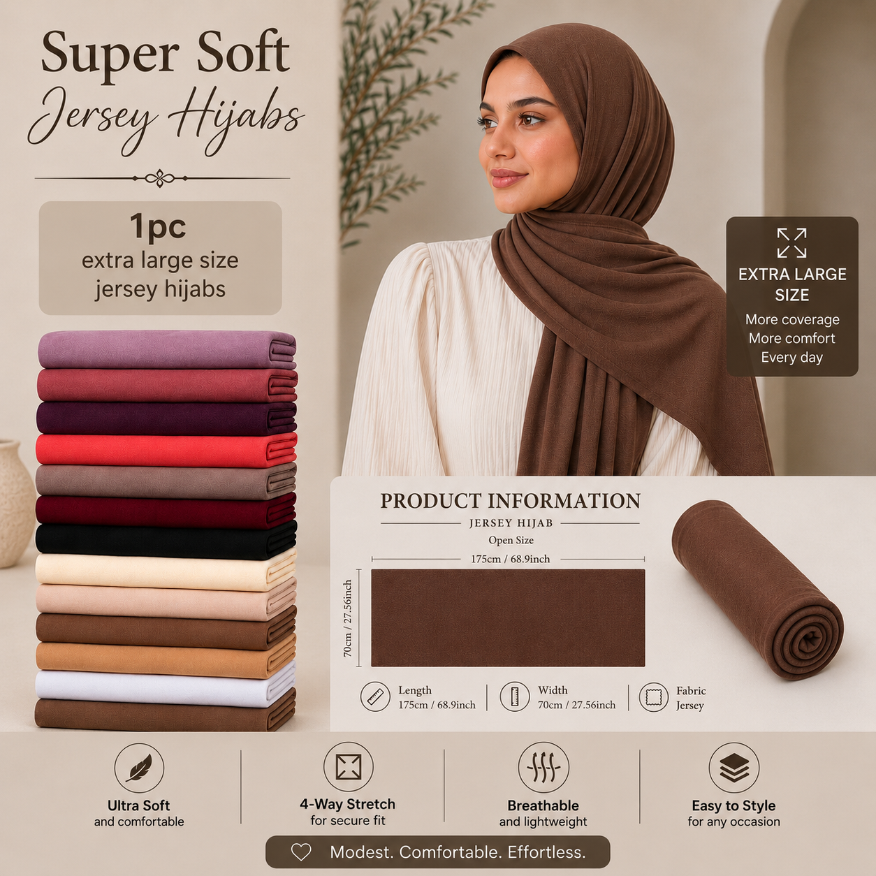 Large Size Jersey Hijab