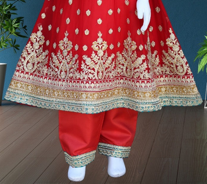 3pc Chiffon Frock-Red-Blue