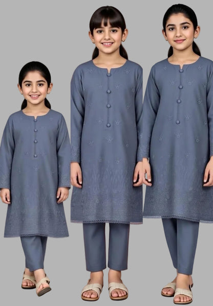 Noor’s-Grey Linen Kameez Shalwar-3Pc