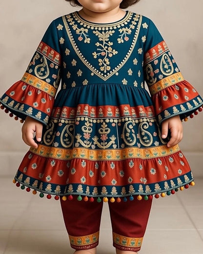 Green Fancy Frock-Baby-2Pc