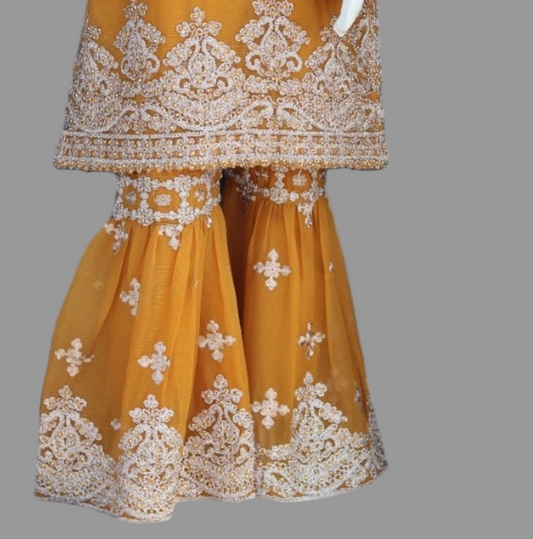 3pc Sharara Set-Mustard