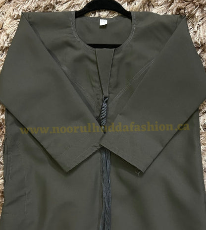 Olive Grey-Kids Thobes-Emirati Style