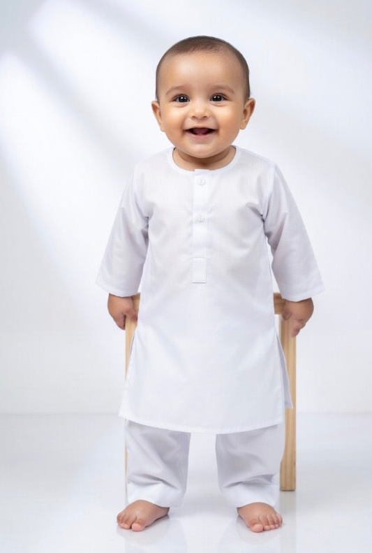 White-Kameez Shalwar-Baby Boys- J.
