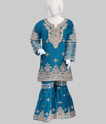 Noor’s-3Pc Sharara Set-Blue