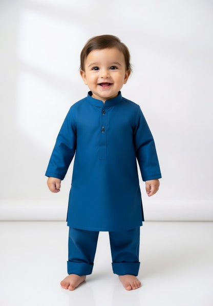 Teal Blue-Kameez Shalwar-Baby Boys- J.