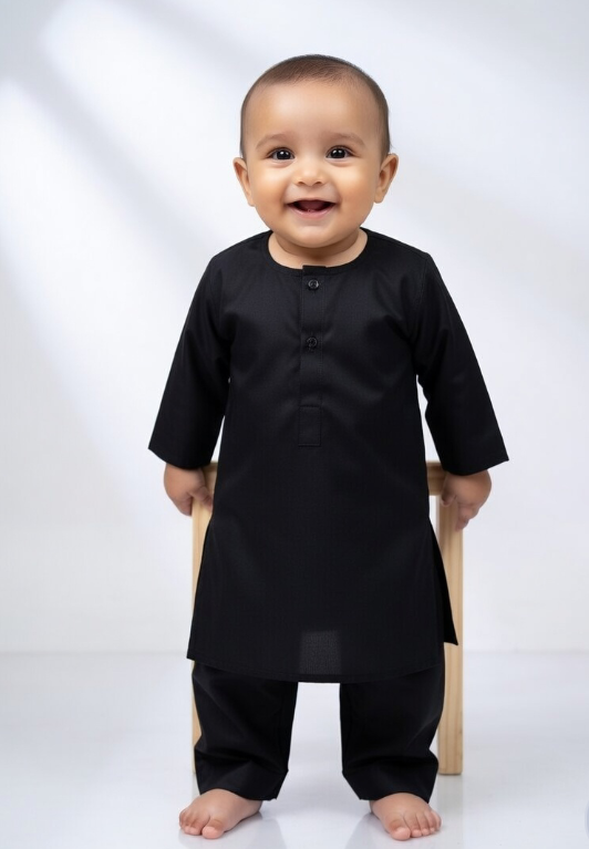 Black-Kameez Shalwar-Baby Boys- J.