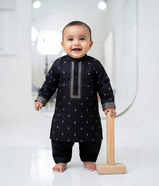 Black-Kameez Shalwar-Baby Boys- J.