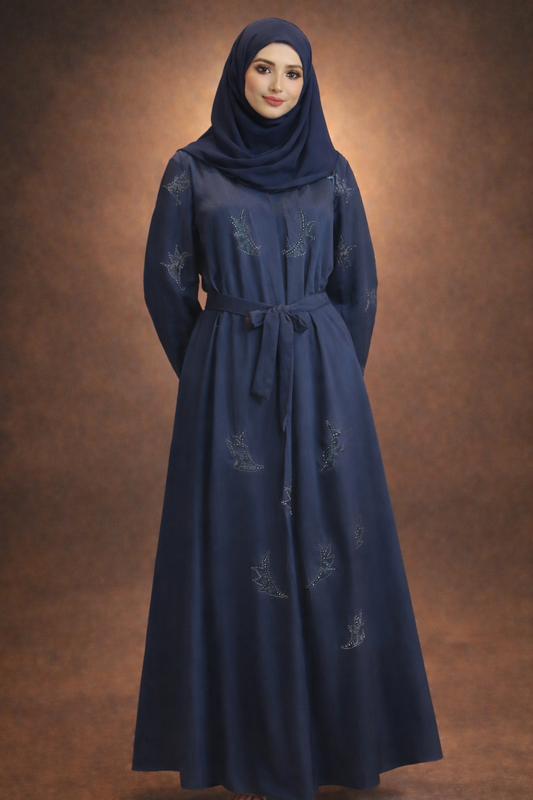 Noor’s-Blue Grey Abaya set-2pc