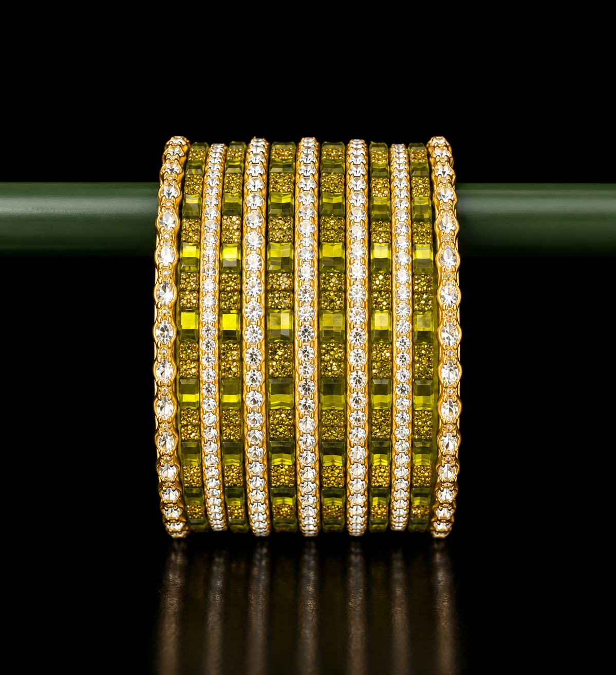 Olive Green Metal Bangles 1.6