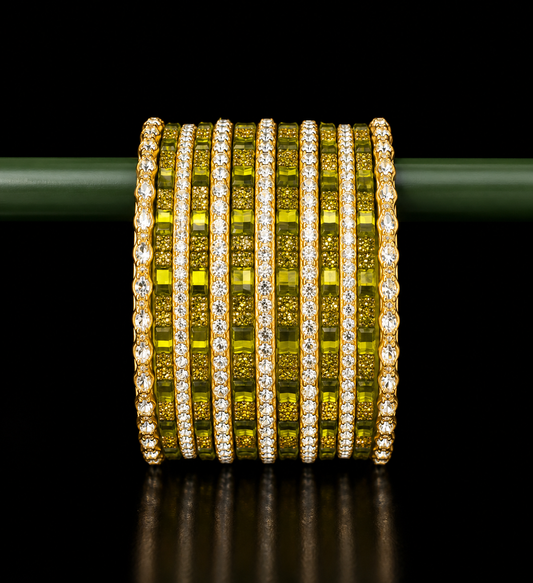 Olive Green Metal Bangles 1.6