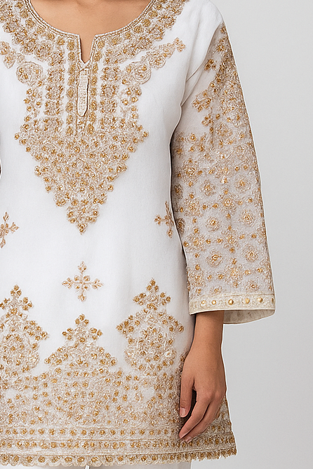 Noor’s-3Pc Sharara Set-White