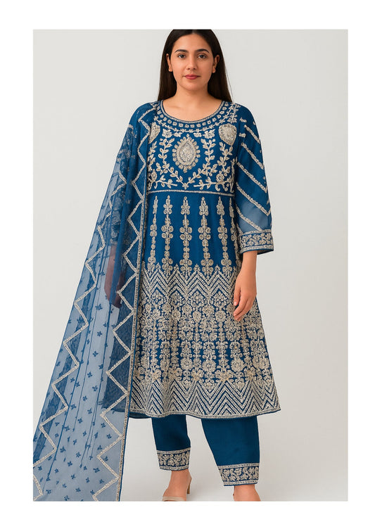 Noor’s Party Wear- Blue Frock