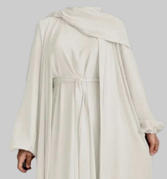 Noor’s-Soft White Abaya Set-2Piece