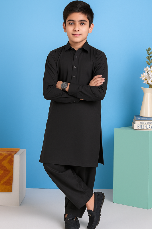 Black-Kameez Shalwar-Teen Boys-MTJ