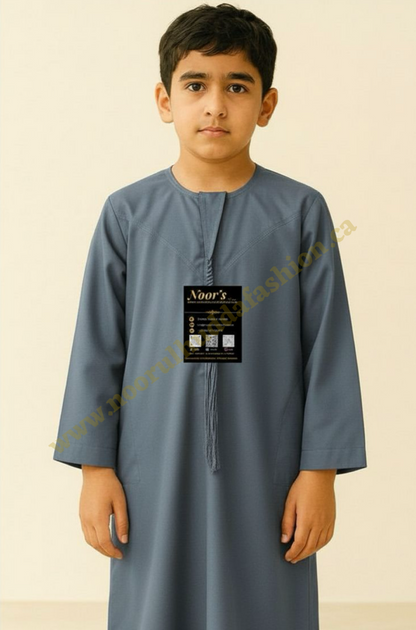 Grey Blue-Kids Thobes-Emirati Style
