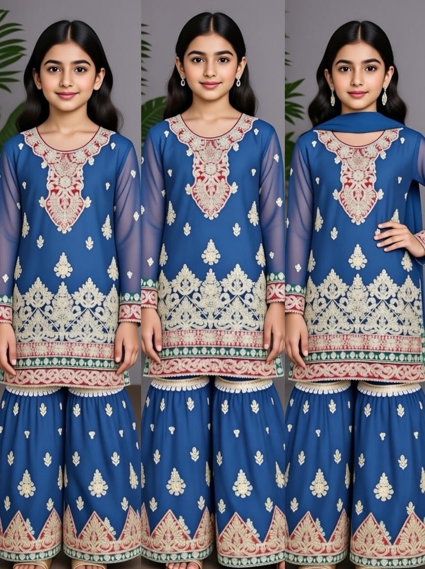 Noor’s-Royal Blue Shararah-3pc