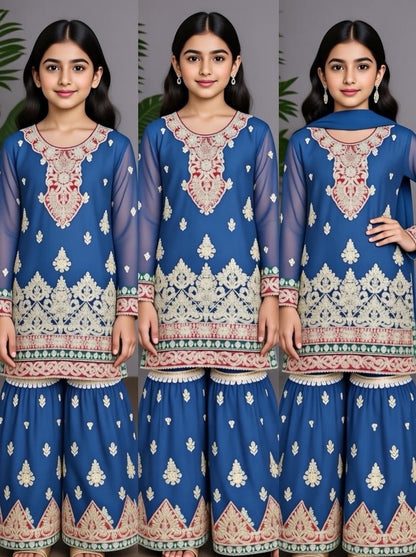 Noor’s-Royal Blue Shararah-3pc