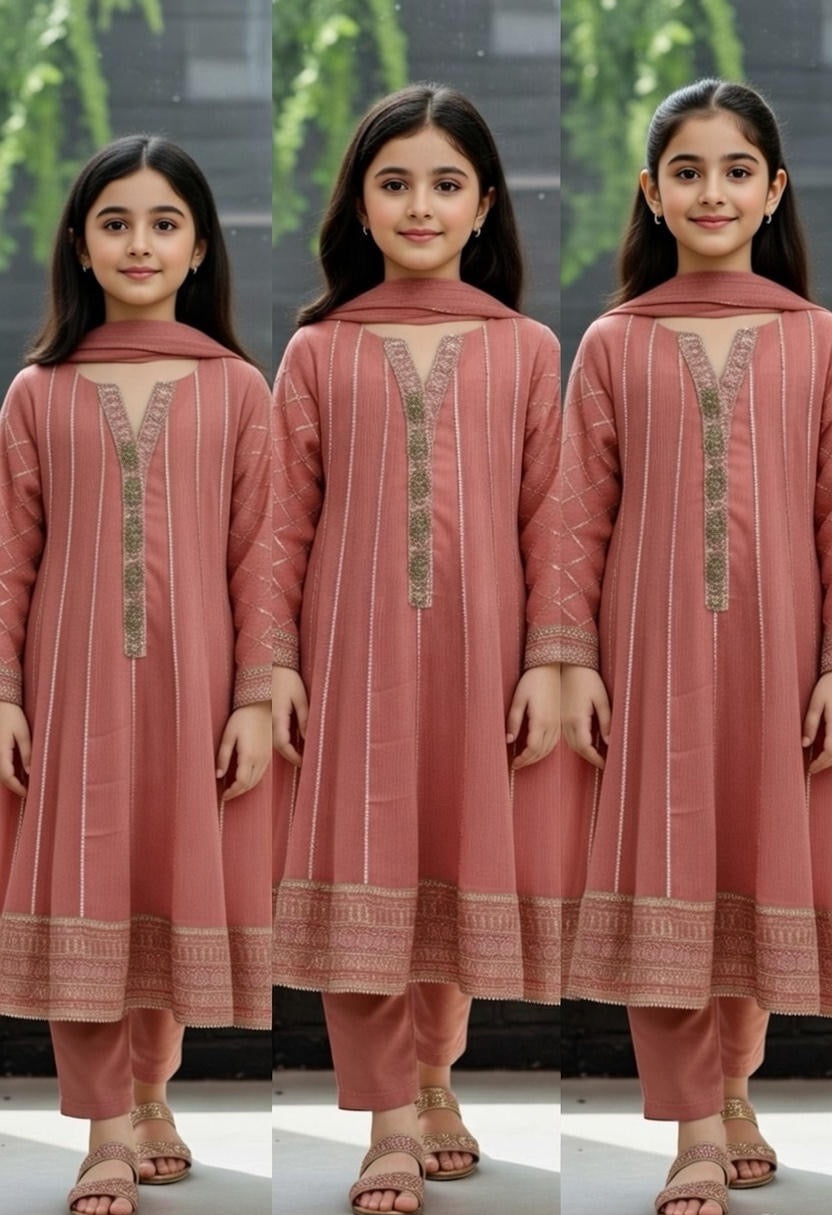 Noor’s-Peach Pink Frock-3pc