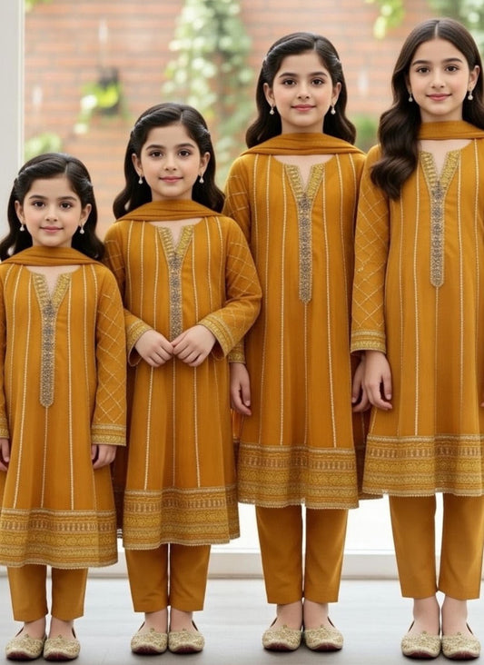 Noor’s-Mustard Yellow Frock-3pc