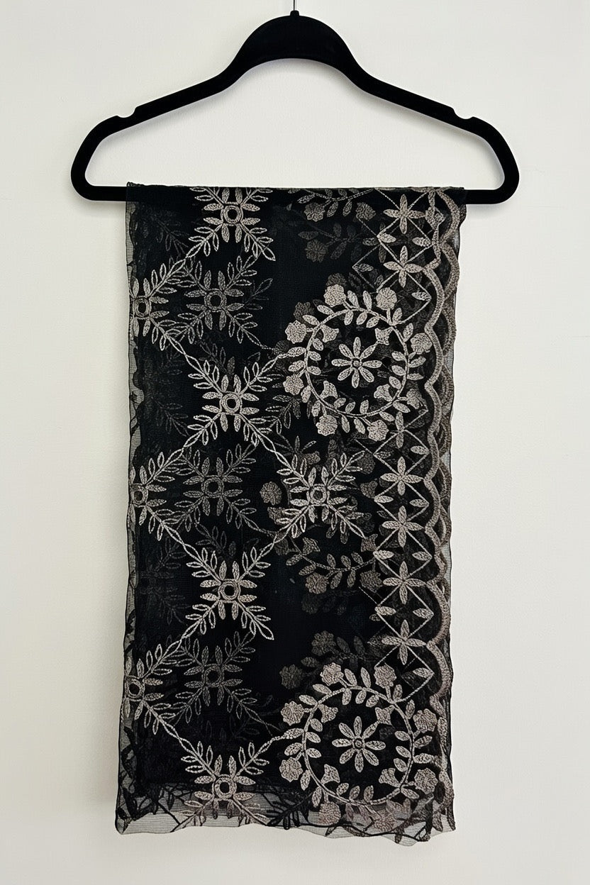 Black Soft Net Duppata