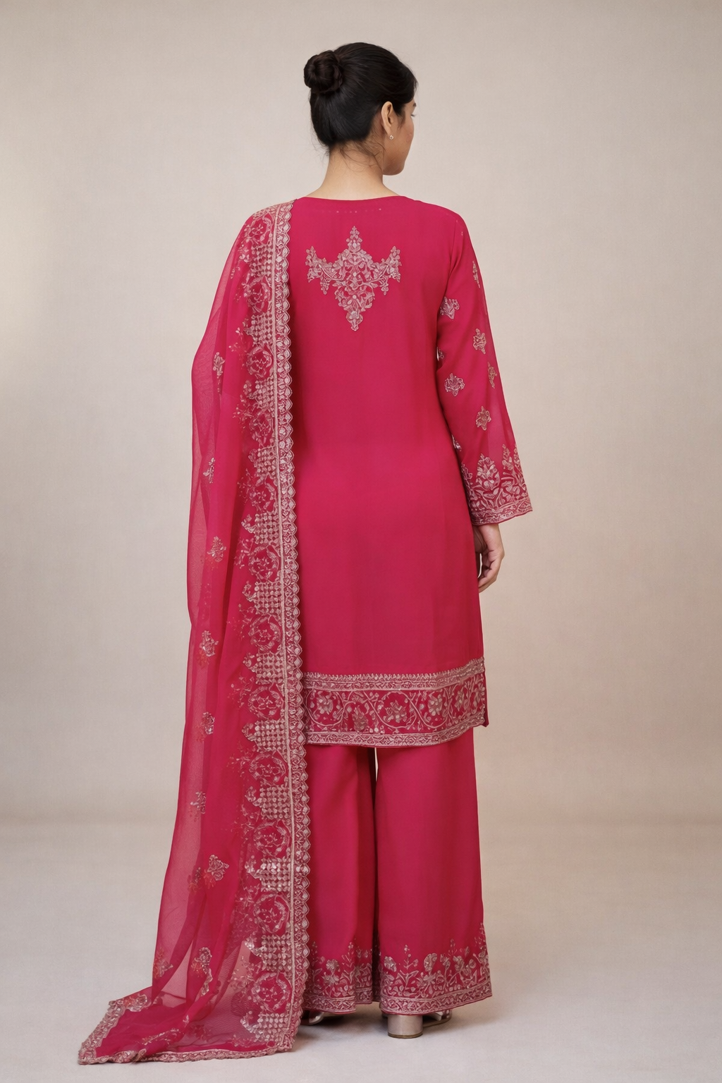 Noor’s-Festive Kameez Shalwar-Deep Pink