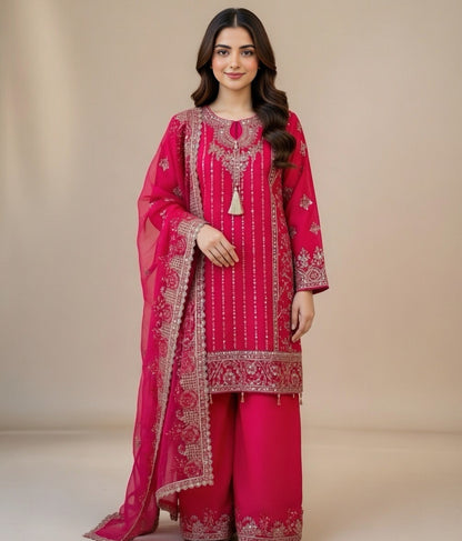 Noor’s-Festive Kameez Shalwar-Deep Pink