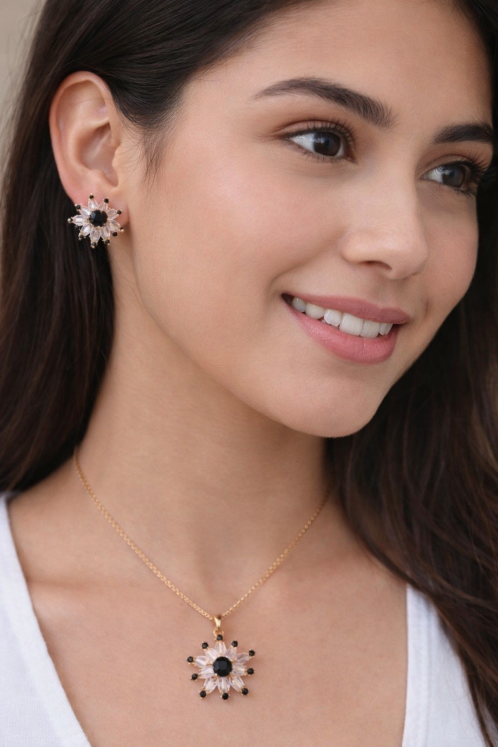 Golden Black-3D Zircon Locket Set