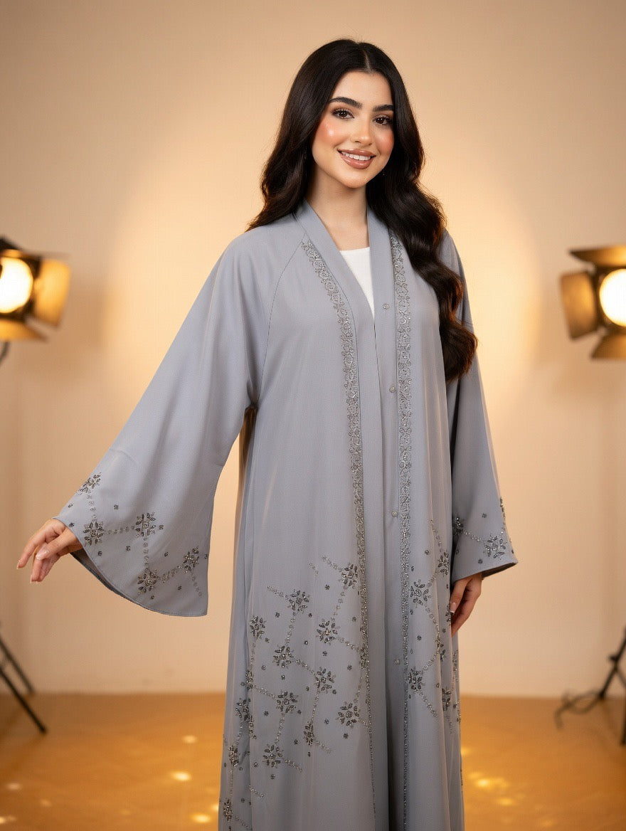Noor’s-Light Grey Abaya set-2pc