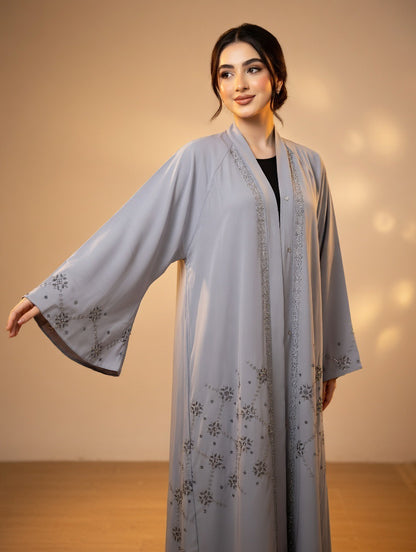 Noor’s-Light Grey Abaya set-2pc