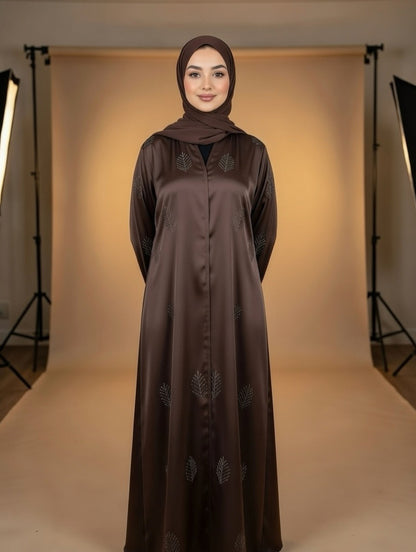 Noor’s-Dark Brown Abaya set-2pc