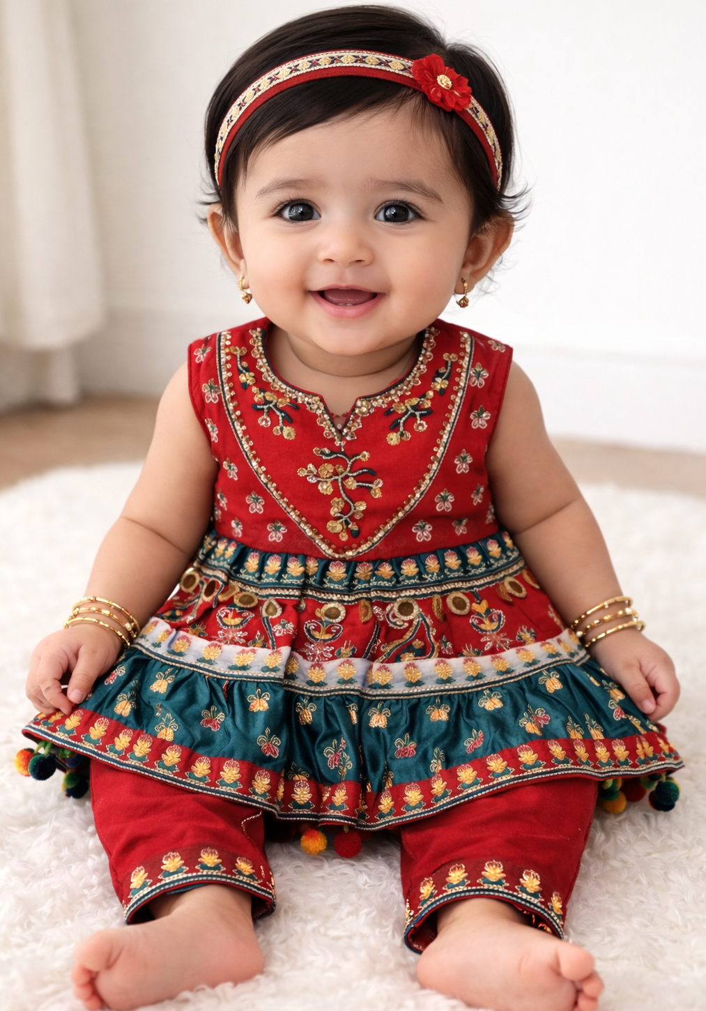 Red Fancy Frock-Baby-2Pc