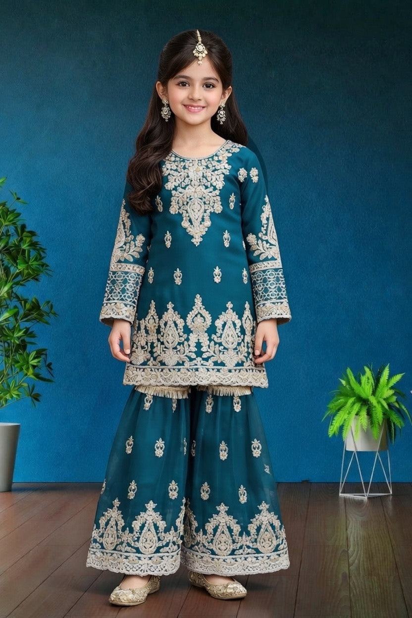 Noor’s-3Pc Shararah-Teal