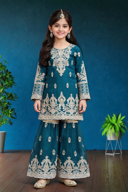 Noor’s-3Pc Shararah-Teal