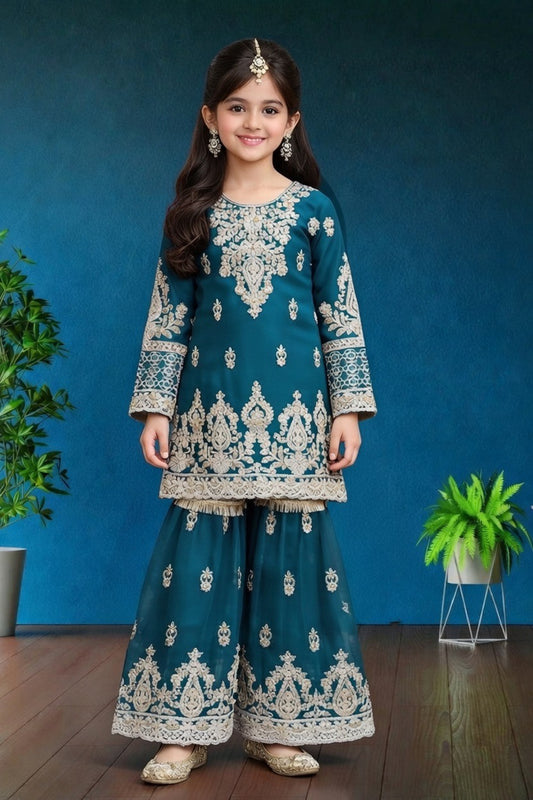 Noor’s-3Pc Shararah-Teal