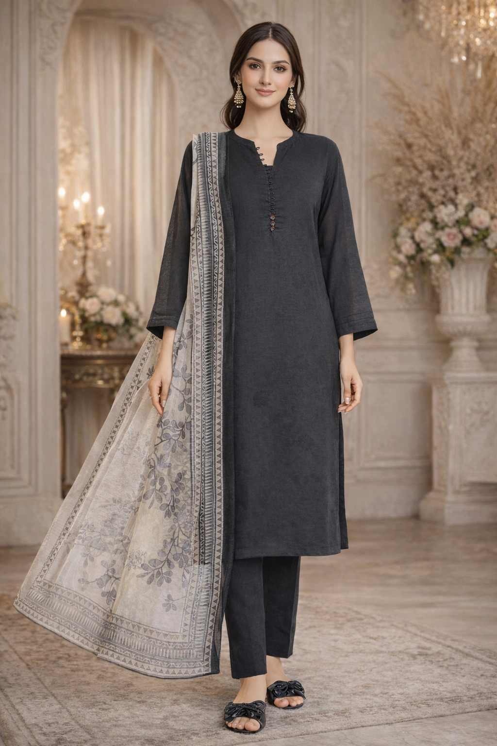 Brand:MTJ-3pc Black Jaquard