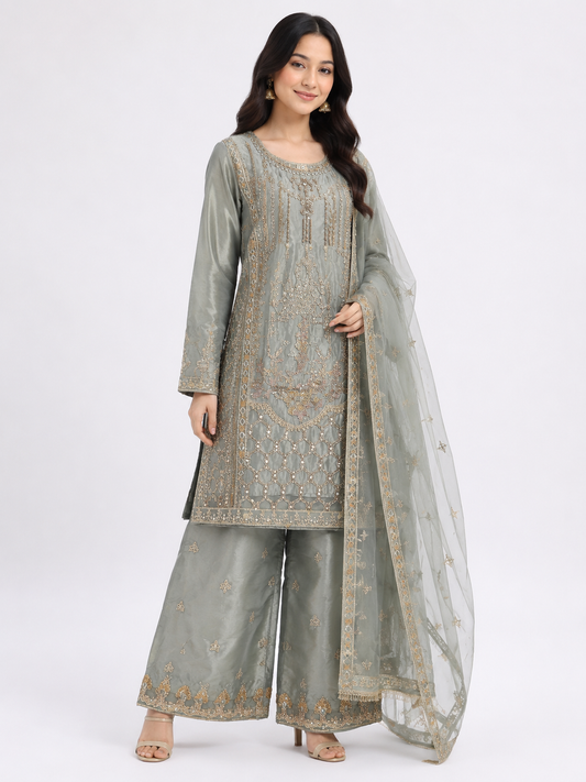 Sheesha Silk-Sage Green-3pc