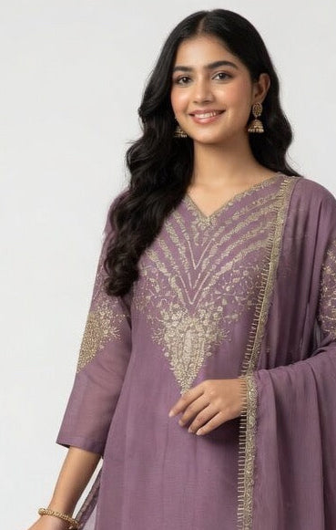 Chiffon-Embroidered -3pc outfit