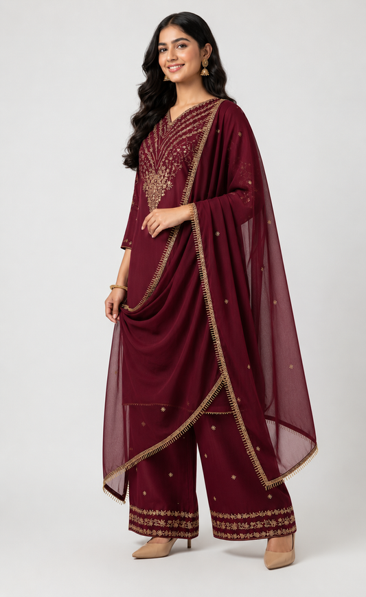 Chiffon-Maroon-3pc