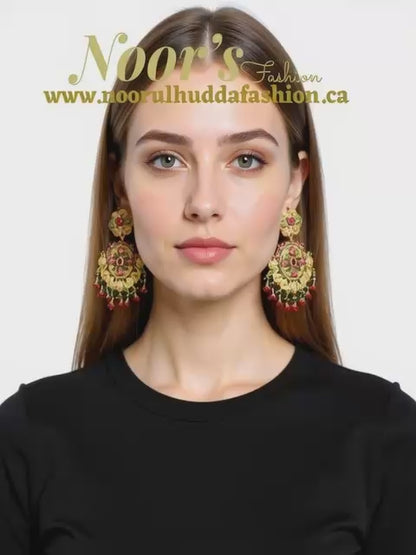 Burgundy Green-3D Zircon Stone Dangle Earrings