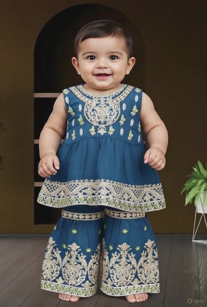 Blue Baby Shararah-2pc