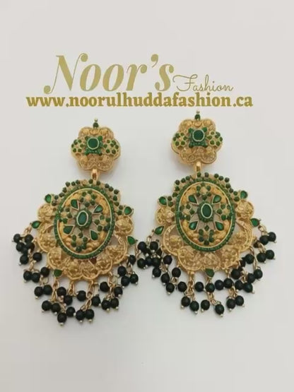 Green-3D Zircon Stone Dangle Earrings