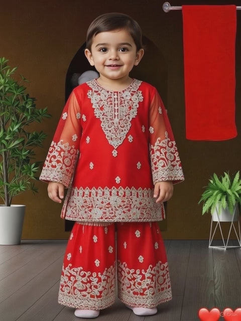 Baby Shararah Red-2pc