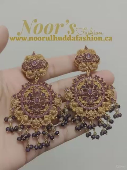 Light Purple-3D Zircon Stone Dangle Earrings