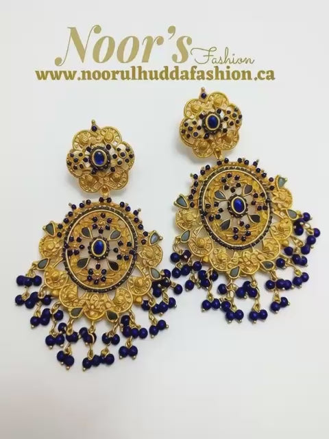 Blue-3D Zircon Stone Dangle Earrings