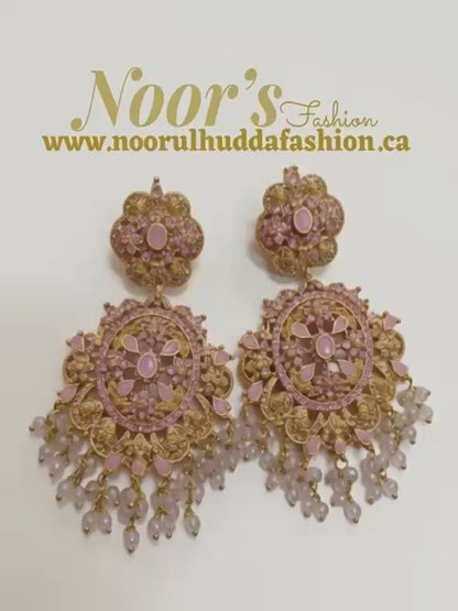 Light Pink-3D Zircon Stone Dangle Earrings